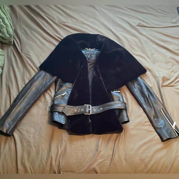 BCBGMAXAZRIA BLACK VELVET LEATHER JACKET - Picture 5 of 5